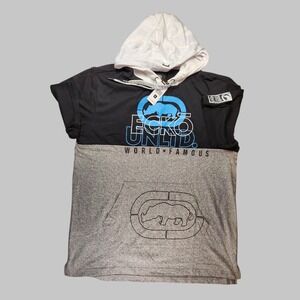 Ecko Unltd Men's Hoodie T-Shirt Panel Stitched Colorblock Short Sleeve Tee NWT